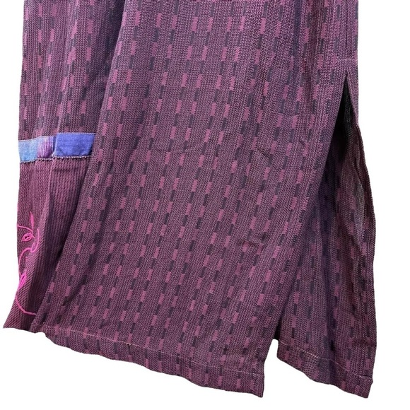 Faith by Celia Forrester Embroidered Patchwork Floral Art Dress Burgundy Size L - Picture 5 of 8